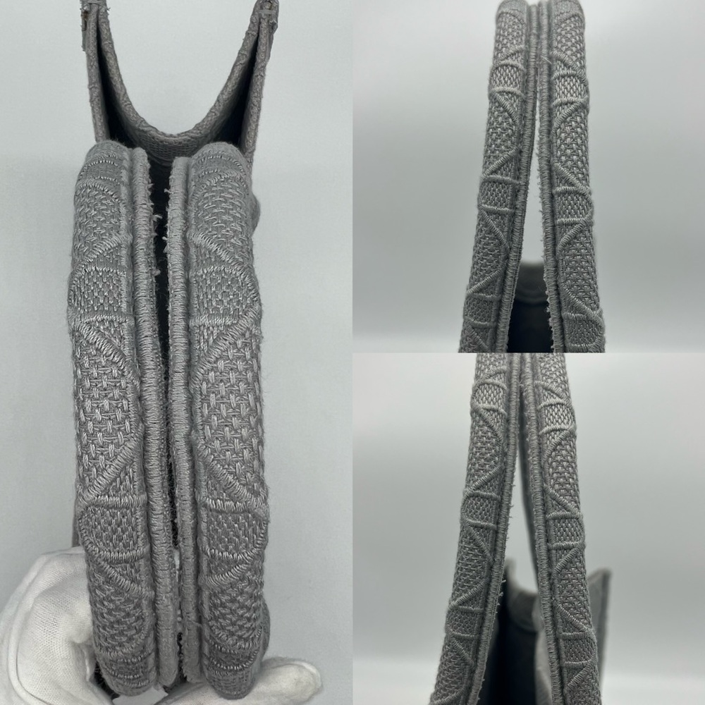 Authentic NEW Christian Dior Embroidered Cannage canvas grey medium book tote - Picture 10 of 16
